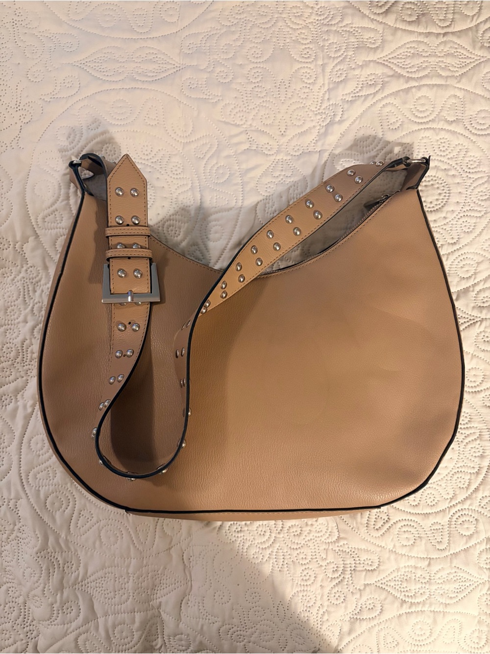 BGBGeneration Studded Shoulder Hobo Bag in Tan